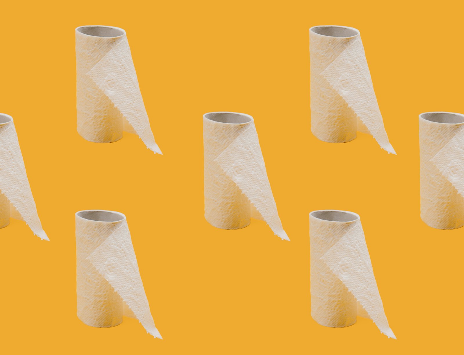 Pattern of paper rolls on yellow